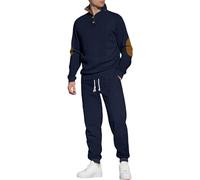 MEDUOLA Survêtement Homme Ensemble Jogging Col Montant Sweatshirts et Sport Pantalon Ensemble 2 Pièces Chaud et Confortable Automne Hiver Survêtements (3XL,Bleu marine)