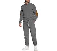 MEDUOLA Survêtement Homme Ensemble Jogging Col Montant Sweatshirts et Sport Pantalon Ensemble 2 Pièces Chaud et Confortable Automne Hiver Survêtements (XL,Gris)