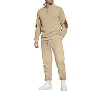 MEDUOLA Survêtement Homme Ensemble Jogging Col Montant Sweatshirts et Sport Pantalon Ensemble 2 Pièces Chaud et Confortable Automne Hiver Survêtements (XXL,Kaki)