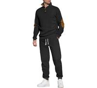 MEDUOLA Survêtement Homme Ensemble Jogging Col Montant Sweatshirts et Sport Pantalon Ensemble 2 Pièces Chaud et Confortable Automne Hiver Survêtements (3XL,Noir)