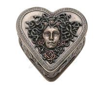 Medusa: Mythologie Grecque Gorgone en Forme de Coeur Bijuteur/Boîte à Bibelots (Sculpture en Bronze 6x12x12cm / 2,3x4,6x4,6 Pouces)