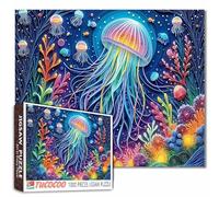Medusa Puzzle de 1 000 pièces Méduse monde sous-marin aux couleurs vives Animal Scrawl Aquarelle Salon Chambre Adulte Débutant Activité familiale Bricolage Artisanat Décoration d'intérieur Cadeau 68,6