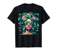 Medusa Snakes Roses Lollipop Floral Greek Mythology T-Shirt