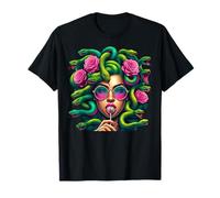 Medusa Snakes Roses Lollipop Floral Greek Mythology T-Shirt