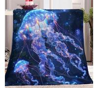 MéDuse à Imprimé Animalier Couverture Jeté de Canapé et Couverture de Lit en Flanelle Douce et Chaleureuse 70x100cm, Bleu 3D Imprimé Convient aux Adultes et Enfants