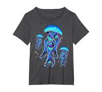 Méduse Bleu Marine Mer Océan Plongeur Surfer T-Shirt, Femme Grandes Tailles, Chiné Foncé, 5X