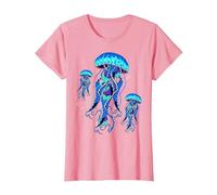 Méduse Bleu Marine Mer Océan Plongeur Surfer T-Shirt, Femme, Rose, S