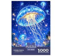 Méduse Bleue Puzzle 1000 Pièces Ocean Animauxs pour Adultes Family Games Décoration Intérieure Jeux Éducatifs Cadeaux d'anniversaire pour Noël Tueur Ennuyeux 38x26cm/1000pcs