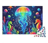 Méduse Colorée Puzzle pour Adultes Puzzle 1000 Pièces Hippocampe Détente Décoration Maison Idée Cadeau 38x26cm/1000pcs