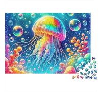 Méduse Colorée Puzzle pour Adultes Puzzle 1000 Pièces Papier Bulles Ocean Jeu de Puzzle 1000 Pièces Détente Décor Cadeau 38x26cm/1000pcs