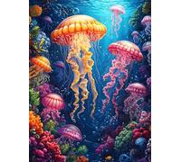 Méduse dans l'océan Magique 500 Pieces Casse-tête Adulte en Carton Haute Densité Conte de fées d'accompagnement Magique Difficile Motif Complexe Décoration Murale Anti-Stress Idée Cadeau Anniversaire