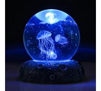 Méduse en forme de boule de cristal 3D - 6,1 cm - Cadeau pour femme - Presse-papier - Souvenirs - Organisme marin - Décoration d'intérieur