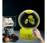 Méduse lampe de boule de verre de mer 16 couleur Led Base tactile K9 boule de cristal clair artisanat lumière de nuit Gradient lampe de chevet avec télécommande Cool anniversaire cadeau idée élégante