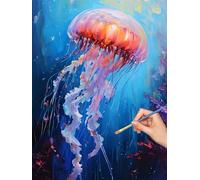 Méduse Peinture Numero Adulte, DIY Animal Peinture Numero Adulte 60x80cm, Pinceaux et Acryliques, Kits de Coloriage par Numbers pour Adultes Débutants, Décoration Murale, Cadeaux, (Sans Cadre), -7219