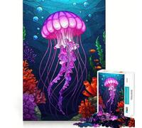Méduse Rose dans Un décor océanique Puzzle de 1000 pièces pour Adultes Jeu de logique Stimulant et apaisant Bords Nets Cadeau touchant (38x26cm)
