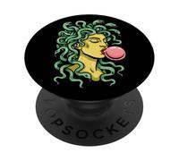 Méduse soufflant du Chewing-Gum Serpent Mythologie Féministe PopSockets PopGrip Adhésif