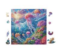 Méduses dans l'océan 100 Pièces Puzzle Adulte en Carton sans Déformation Très Difficile Haute Difficulté Anti-Stress Décoration Murale Idée Cadeau Anniversaire 28x28cm