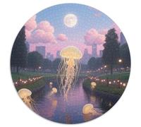 Méduses Flottant dans Styx 1000 Pièces Jigsaw Puzzles Animaux Puzzle Rond pour Enfants Cadeaux Jeu D'Intelligence De l'art De La DécoRat ION Moderne 1000pcs (67.5x67.5cm)