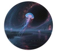 Méduses Flottant dans Styx 1000 Pièces Jigsaw Puzzles Animaux Puzzle Rond pour Enfants Encastrement Parfait Jeu D'Intelligence De l'art De La DécoRat ION Moderne 1000pcs (67.5x67.5cm)