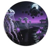 Méduses Flottant dans Styx 1000 Pièces Puzzles Classiques Animaux Puzzle Circulaire pour Enfants Cadeaux Jeu D'Intelligence De l'art De La DécoRat ION Moderne 1000pcs (67.5x67.5cm)