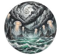 Méduses Flottant dans Styx 1000 Pièces Puzzles Classiques Animaux Puzzle Circulaire pour Enfants Décompression Jeu D'Intelligence De l'art De La DécoRat ION Moderne 1000pcs (67.5x67.5c