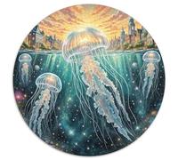 Méduses Flottant dans Styx 1000 Pièces Puzzles Classiques Animaux Puzzle Circulaire pour Enfants Décompression Jeu D'Intelligence De l'art De La DécoRat ION Moderne 1000pcs (67.5x67.5c