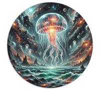 Méduses Flottant dans Styx 1000 Pièces Puzzles Classiques Animaux Puzzle Rond pour Adultes Et Enfants Décompression Jeu D'Intelligence De l'art De La DécoRat ION Moderne 1000pcs (67.5X