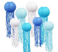 Méduses Lanternes en Papier, 8 Pièces Lampion en Papier méduses colorées, Lanternes en Papier Sirène Pour Anniversaire, Décoration de Fête Sous la Mer,Décoration D'anniversaire Sur le Thème de L'océan