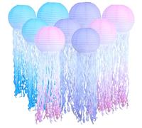 Méduses Lanternes en Papier, 9 Pièces Colorées, Décorations De Fête De Mariage sur Le Thème De L'Océan pour Anniversaire, Sirène