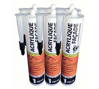 Méduze - Lot 6 x mastic acrylique façade en cartouche 310 mL - Trous et fissures - Blanc - Effet enduit/crépi - Extérieur - Durable