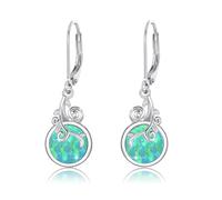 MEDWISE Boucles d'oreilles créoles arc-en-ciel en argent sterling 925 avec pierres précieuses et lunette ovale pour filles, femmes, adolescentes avec boîte cadeau, 15mm, Argent sterling, Opale
