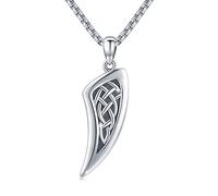 MEDWISE Collier à Noeud Celtique Collier à Dents de Loup En Argent Sterling 925 Pendentif pour Hommes Colliers Celtiques Bijoux Celtiques pour Hommes Fils Femmes Cadeaux pour Adolescents