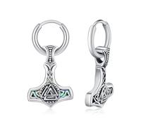 MEDWISE Mjölnir Boucles d'oreilles créoles en argent sterling 925 avec motif marteau de Thor Viking/arbre de vie/Valknut pour homme Boucles d'oreilles pendantes celtiques Cadeau pour fils femme homme