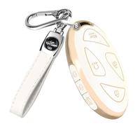 MEDZUK 7 Boutons Coque Clé Compatible avec Hyundai Santa FE MX5 2024-2025 2026 Coque de Protection pour clé de Voiture TPU, Accessoire Étui pour Clés avec Porte-clés (Blanc)