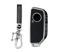 MEDZUK Coque Clé Compatible avec BMW iX2 U10 2023-2025 2026 Coque de Protection pour clé de Voiture TPU, Accessoire Étui pour Clés avec Porte-clés (Noir Argent)