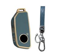 MEDZUK Coque Clé Compatible avec BMW X1 U11 2022-2024 2025 Coque de Protection pour clé de Voiture TPU, Accessoire Étui pour Clés avec Porte-clés (Bleu Or)