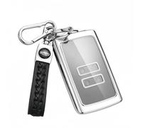 MEDZUK Coque Clé Compatible avec Renault Megane E-Tech 2022-2024 2025 Coque de Protection pour clé de Voiture TPU, Accessoire Étui pour Clés avec Porte-clés (Argent)