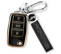MEDZUK Coque Clé Compatible avec VW Up GTI E-up 2011-2023 Coque de Protection pour clé de Voiture TPU, Accessoire Étui pour Clés avec Porte-clés (Noir)