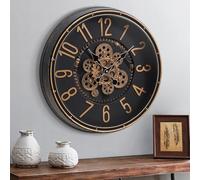 Mee 2ou Grande Horloge Murale 50cm avec Engrenages Mobiles, Décorative Industrielle Steampunk en Bronze Vintage Or pour Décoration de Salon et Maison de Ferme