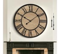 Mee 2ou Grande Horloge Murale Vintage et Moderne 80 cm / 32 Pouces, Silencieuse sans Tic Tac, Fonctionnant à Piles, Horloge Murale en Bois Décorative pour Salon, Chambre, Cuisine, Ferme et Bureau