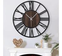 Mee 2ou Horloge Murale Design Moderne et Vintage, 60cm/ 24 Pouces Silencieuse sans Tic-Tac, Grande Horloge Murale Géante XXL, Disponible en 34cm, 40cm, 50 cm, 60 cm, 80 cm pour le Salon Cuisine Bureau