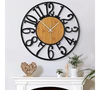 Mee 2ou Horloge Murale Design Moderne et Vintage, 60cm/ 24 Pouces Silencieuse sans Tic-Tac, Grande Horloge Murale Géante XXL, Disponible en 34cm, 40cm, 50 cm, 60 cm, 80 cm pour le Salon Cuisine Bureau