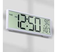 Mee 2ou Horloge Numérique Murale, 15" Horloge Calendrier Numérique Grand Affichage avec Date, Jour De La Semaine, Température, Changement Automatique D'Heure D'Été, 12/24 Heures, Alarme, Snooze