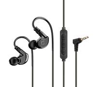 MEE Audio M6 Écouteurs intra-auriculaires de sport filaires, télécommande à 3 boutons, écouteurs résistants à la transpiration pour course à pied/salle de sport/entraînement avec crochets d'oreille en