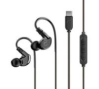 MEE audio M6 Sport Écouteurs filaires USB-C avec Fil à mémoire de Forme, Isolation du Bruit pour la Course à Pied/Salle de Sport/entraînement, Casque USB de Type C avec Microphone et télécommande à 3