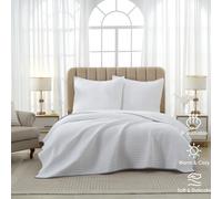 MEEALLHOME Couvre-lit matelassé blanc - 260 x 240 cm + 2 taies 65 x 65 cm