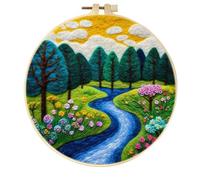 Meecaa Creek Tree Flower Kit de feutrage à l'aiguille pour débutants, y compris des fournitures de feutre de laine, des cerceaux à broder, de belles peintures en laine et des outils de feutrage à