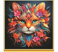 Meecaa Kit de broderie au point de croix 11 fils estampés, kit de broderie d'animal tigre avec accessoires pré-imprimé (36 x 36 cm) (Tigre)
