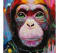 Meecaa Kit de broderie au point de croix 11 fils estampillés, motif singe coloré avec accessoires pré-imprimés (36 cm x 36 cm) (singe)
