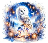 Meecaa Kit de broderie au point de croix estampé, 11 CT, kit de broderie au motif de hibou et papillon avec accessoires, pré-imprimé (40 cm x 40 cm) (chouette 2)